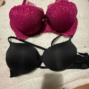 Elegant Lace and Smooth Black Bra Set